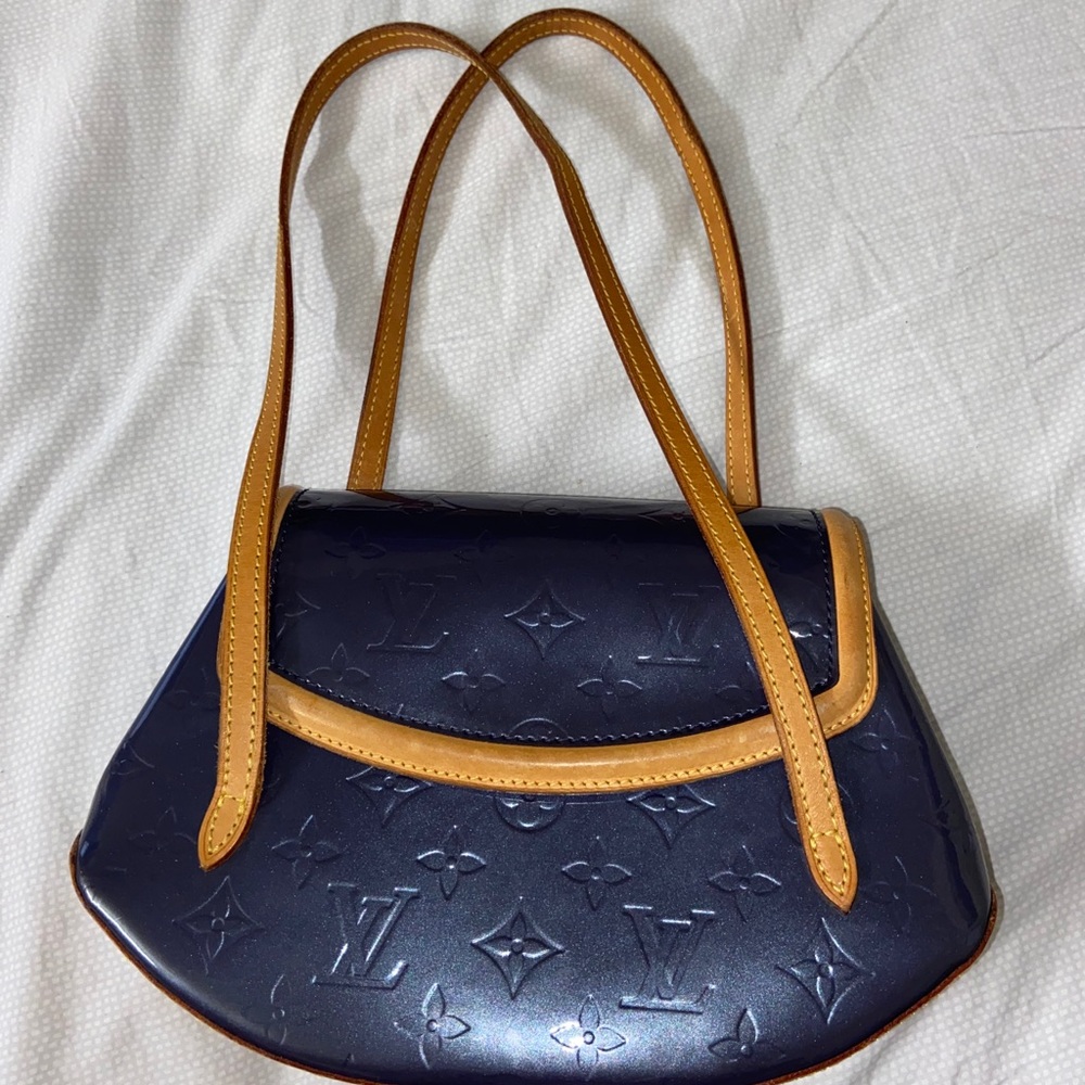 Indigo Monogram Vernis Biscayne PM Bag